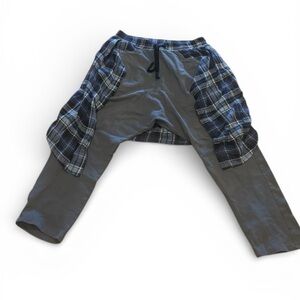 Womens Gray and Blue Plaid Pants
